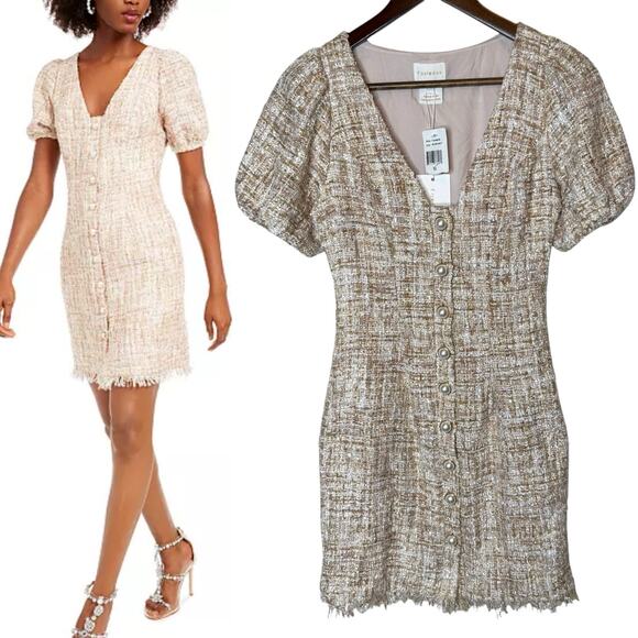 foxiedox Tweed Puff-Sleeve Sheath Dress size XS - Picture 1 of 7